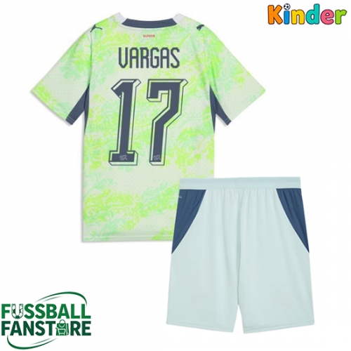 Schweiz Ruben Vargas #17 Replik Auswärtstrikot Kinder WM 2026 Kurzarm (+ Kurze Hosen)